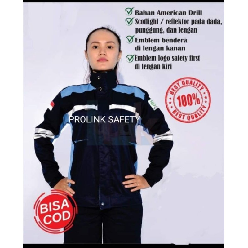 SERAGAM BAJU SAFETY SEMI JAKET BIRU MUDA TOSKA NAVY