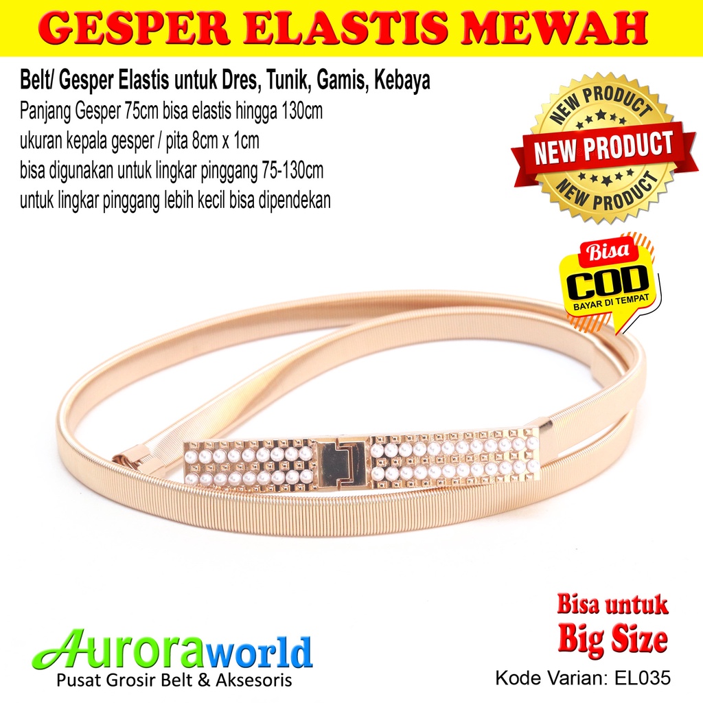 Auroraworld Gesper wanita Belt Ikat Pinggang Dres Elastis  Terbaru bisa COD