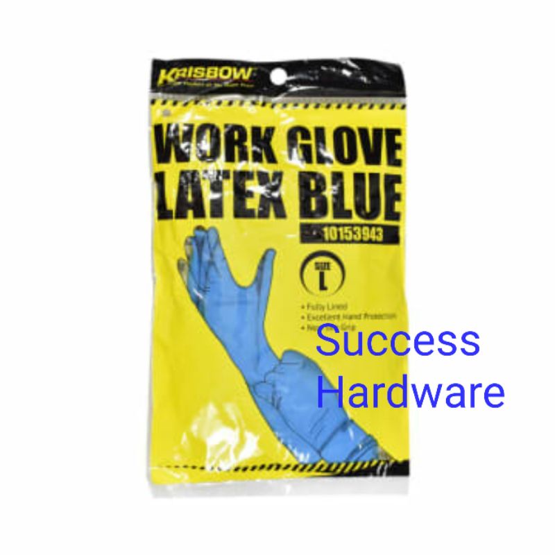 KRISBOW SARUNG TANGAN KERJA LATEX - BIRU WORK GLOVE LATEX BLUE