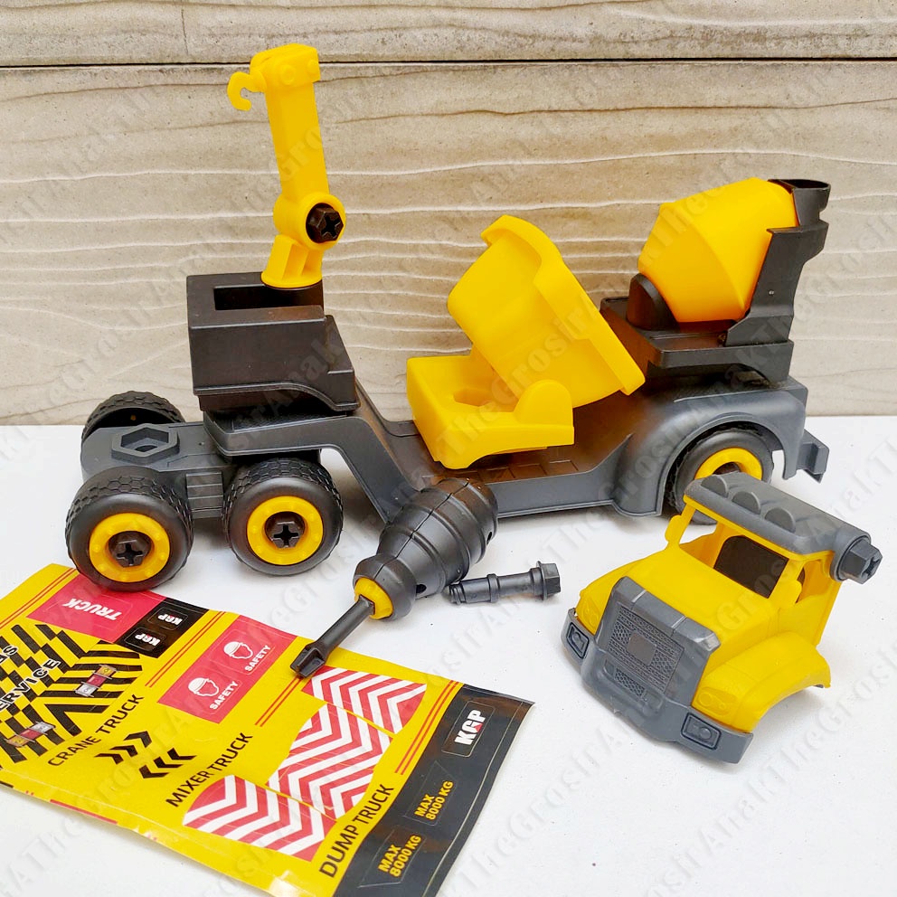 DIY Mekanik Cilik Truk Konstruksi &amp; Sanitasi Puzzle Bongkar Pasang Construction Dump Garbage Truck