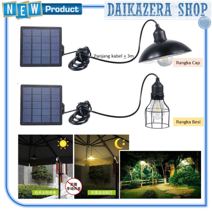 Lampu Teras Outdoor Taman Solar Panel Power Waterproof Warm White