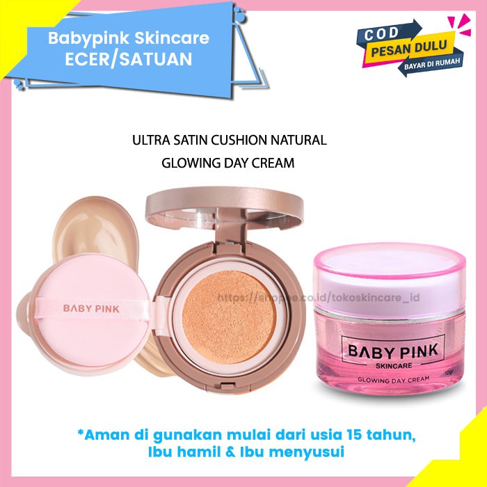 Ultra Satin Cushion Natural &amp; Glowing Day Cream Baby Pink Skincare Original Aman Dan Halal