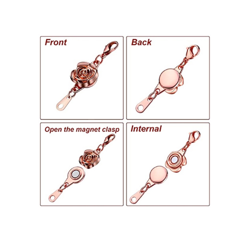 DIY Jewelry Accessories Rose Type Magnetic Buckle Hole Alloy Bracelet Extender Necklace Magnetic Buckle Lobster Buckle -OW-