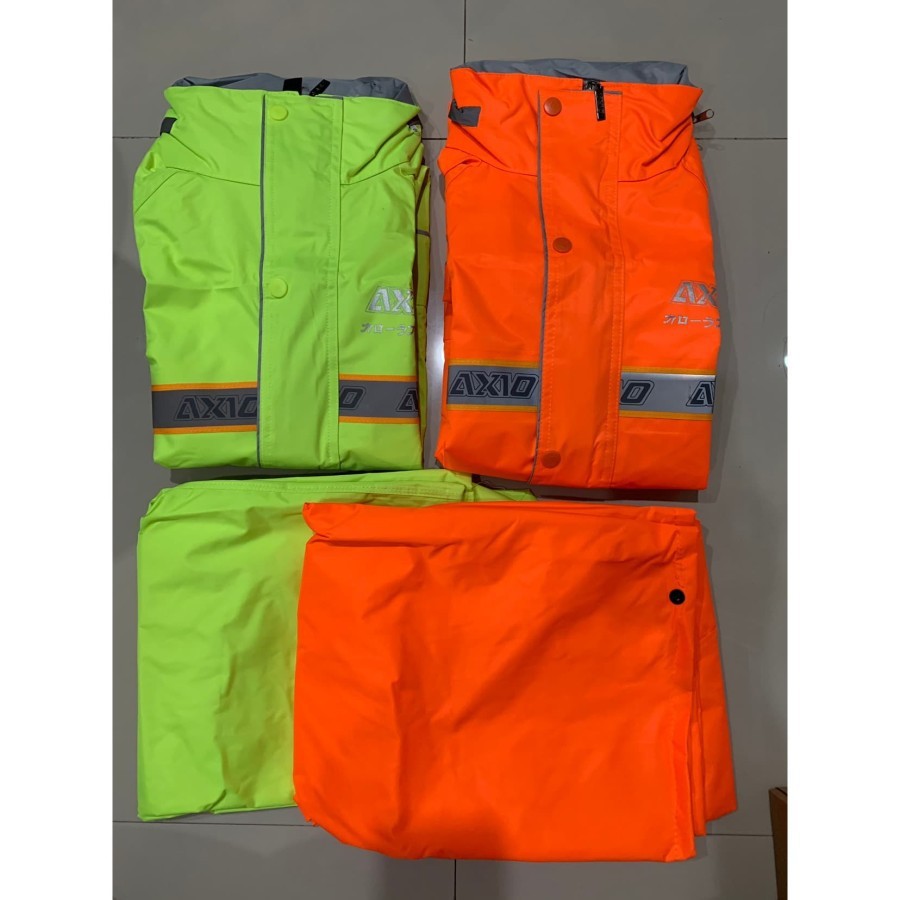 Jas hujan AXIO 882 Hijau dan Oren Stabilo ORIGINAL Orange Green Limited Edition Stelan Jaket