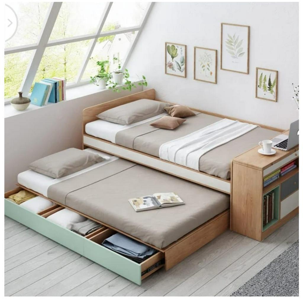 GRATIS ONGKIR JABODETABEK JATI DOUBLE-DECK RANJANG DIPAN+SPRINGBED LIPAT LACI BAGASI KARGO / DIVAN A