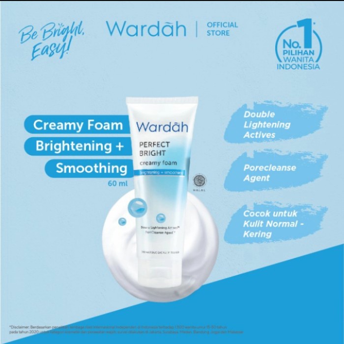 WARDAH PERFECT BRIGHT CREAMY FOAM BRIGHTENING + SMOOTHING SACHET 20ML