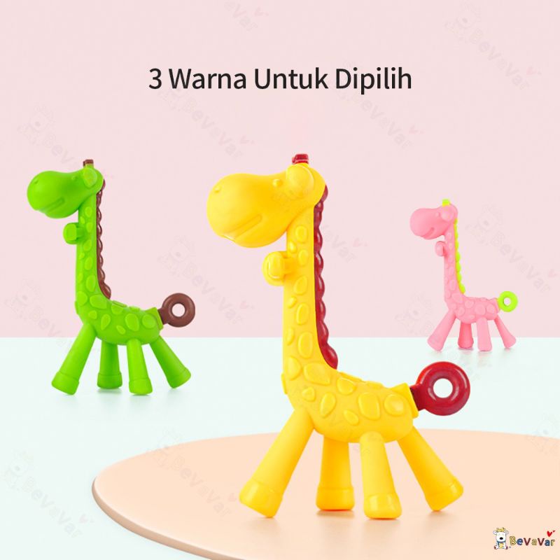 [rumahbayipdg] Teether girafe gigitan bayi silikon jerapah BPA free