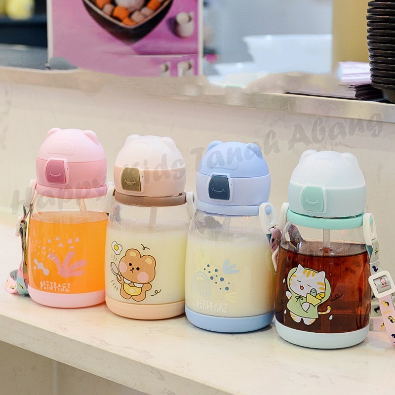 COD BOTOL MINUM ANAK VIRAL 600ML KARAKTER LUCU TALI SEDOTAN TEMPAT MINUM KARAKTER CUTE NEW MURAH