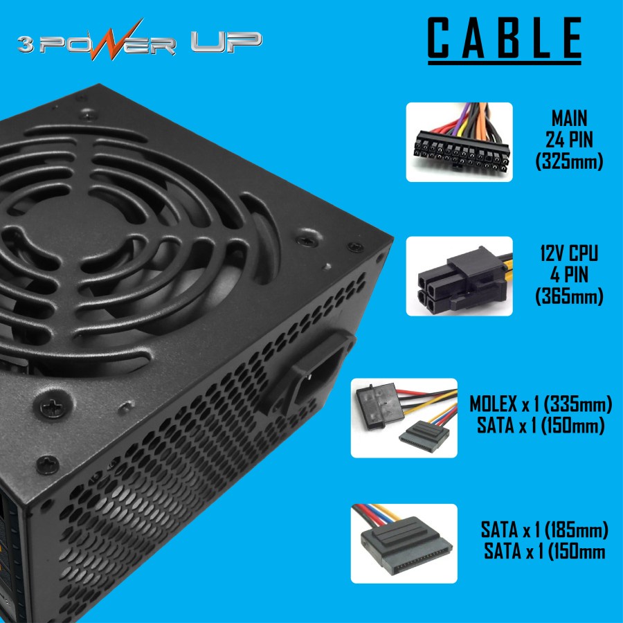 Power Supply ATX 500W PowerUp Nero 225