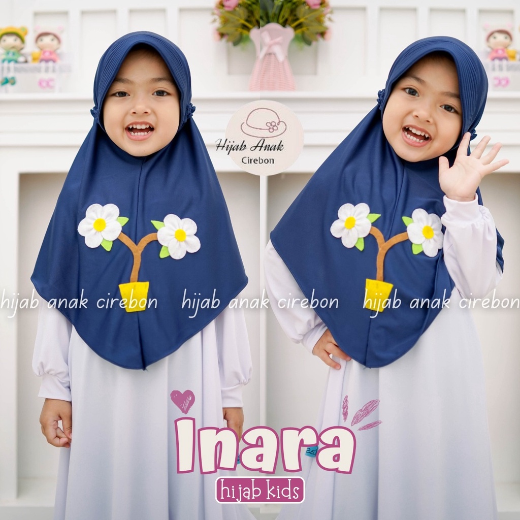 Hijab Anak TK Inara Flower / Hijab Anak TK Kekinian / Hijab Anak TK Tali Karet / Jilbab Anak Karakte