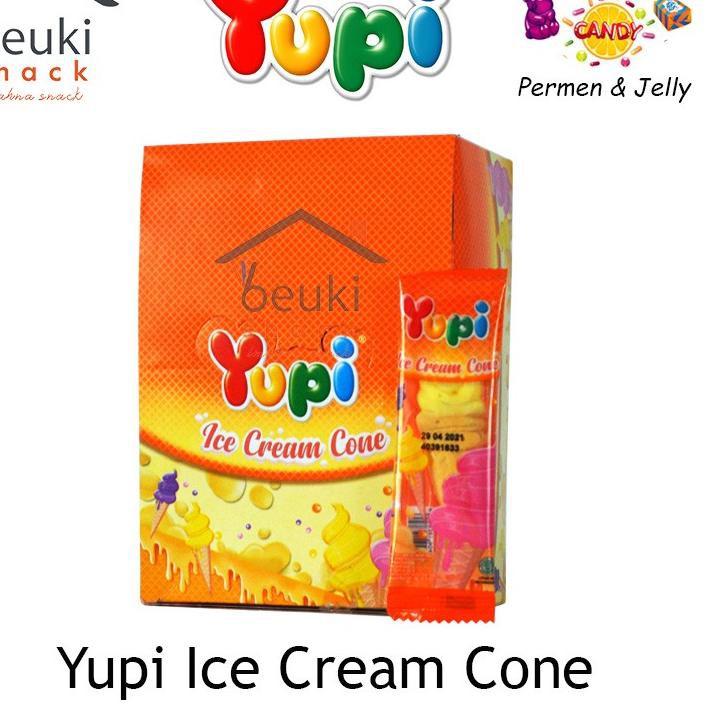 

(Terbaik) Yupi Ice Cream Cone Jelly Yupi Bentuk Corong Es Krim - 24pcs x 8gr