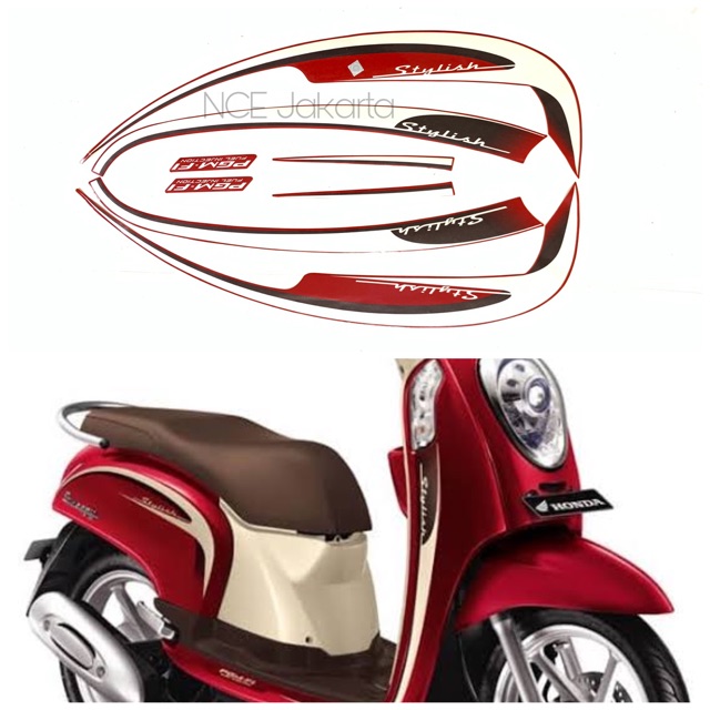 STIKER STRIPING SCOOPY STYLISH FI 2013 MERAH