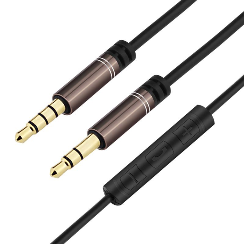 CRE  3.5mm Jack Audio Cable 1.2m Stereo Aux Plug Cord With MIC Speakerphone In-Line Volume Control For Car Cellphone Tablet Speaker Headphone