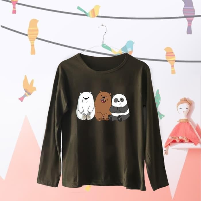 Kaos  We Bare Bear LAGI DUDUK BERTIGA LENGAN PANjANG combed 30s