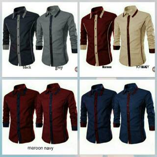 Kemeja Pria ROJER / Bahan Katun / Lengan Panjang / Kemeja Polos [ Size M L XL ]