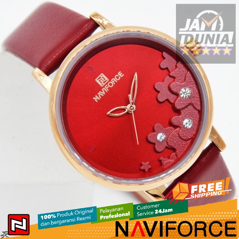 JAM TANGAN NAVIFORCE 5012 L1 KL LA WOMEN - KULIT - MERAH NAVIFORCE ORIGINAL 5012 JAM NAVIFORCE 5012 