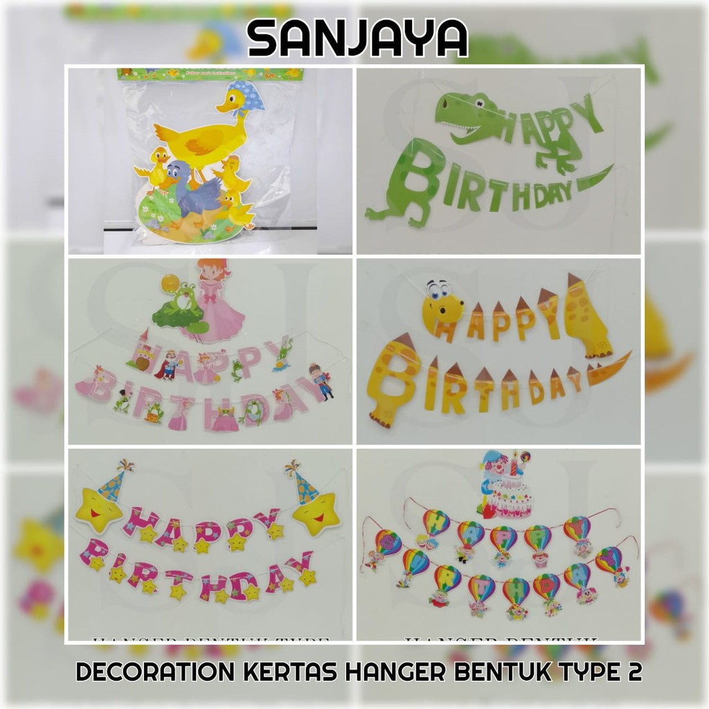 Banner Flag Happy Birthday / Bunting Flags Tulisan Happy Birthday / Banner Ulang Tahun / Decoration Kertas Hanger Bentuk Type 2