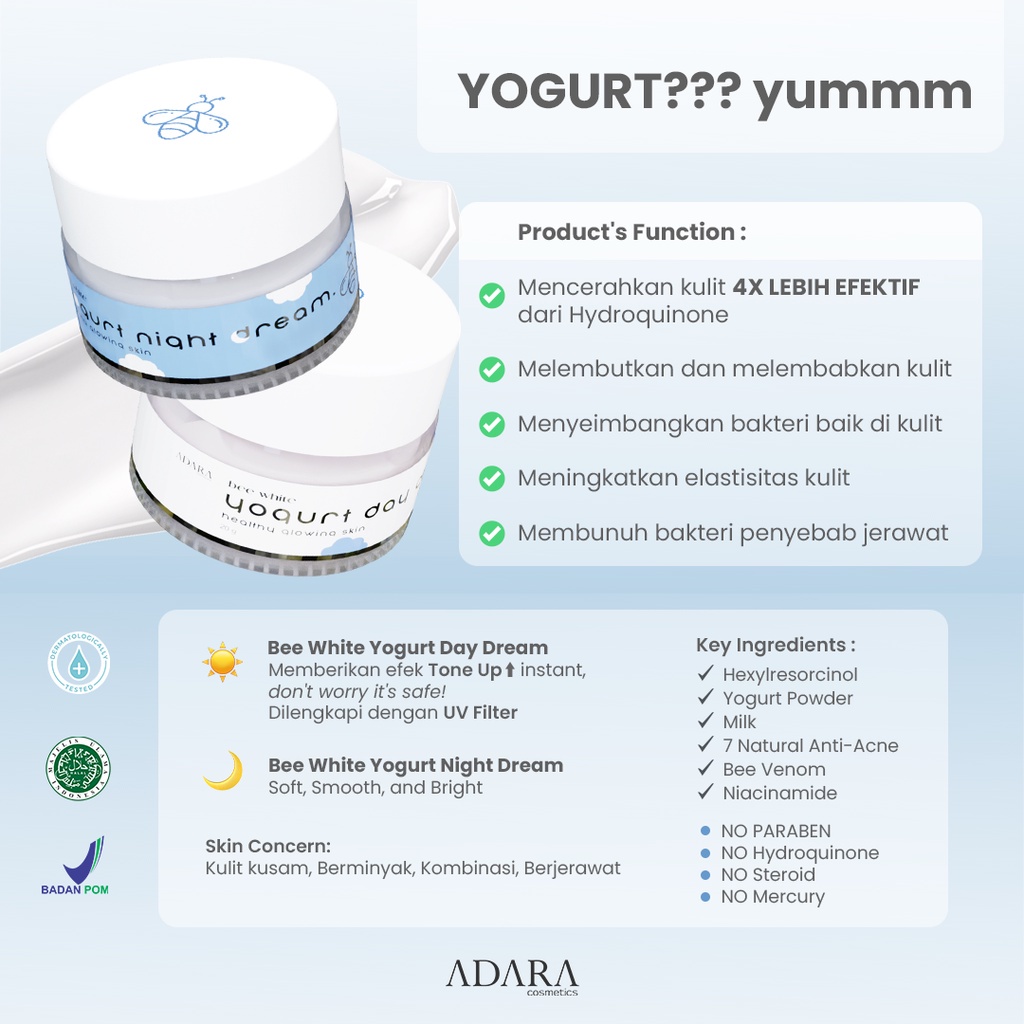 ADARA Bee White Yogurt Day Cream Night Cream