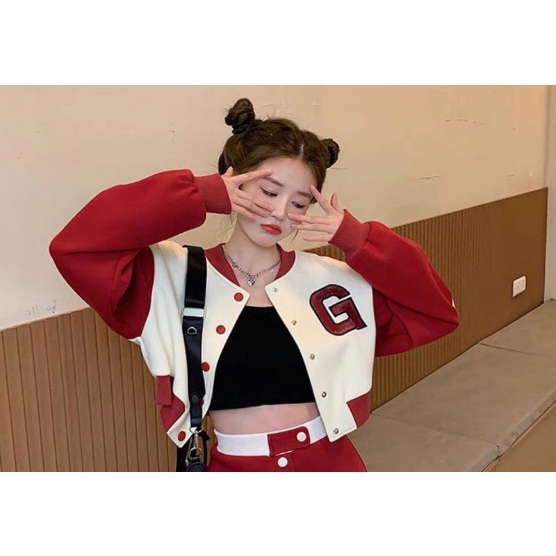 JACKET CROP BASEBALL FUJIAN TERBARU | JACKET BASEBALL KOREAN CROP