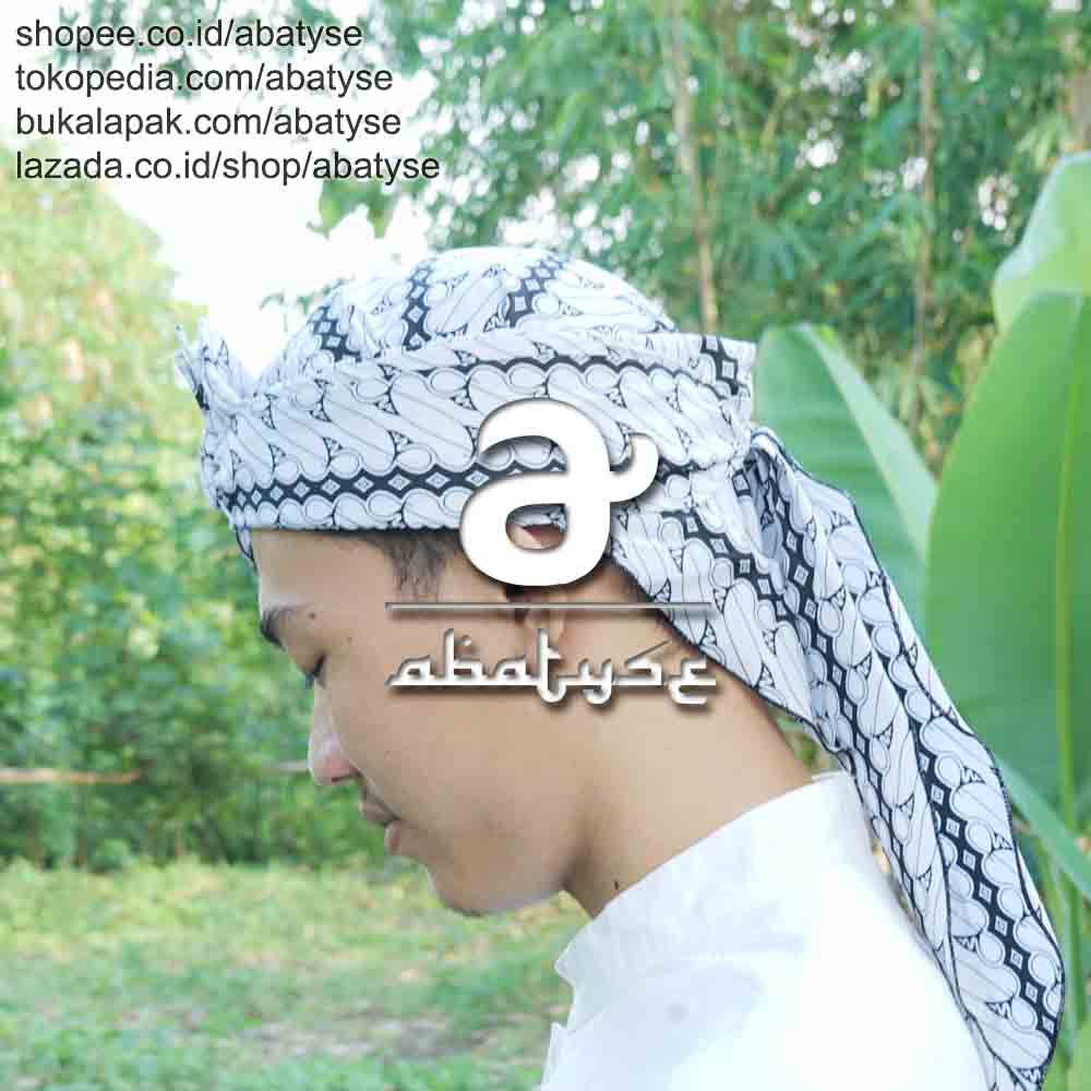 Blangkon Sunda Motif Batik Liris 2 Hitam Putih - Ikat Iket Model Sunda