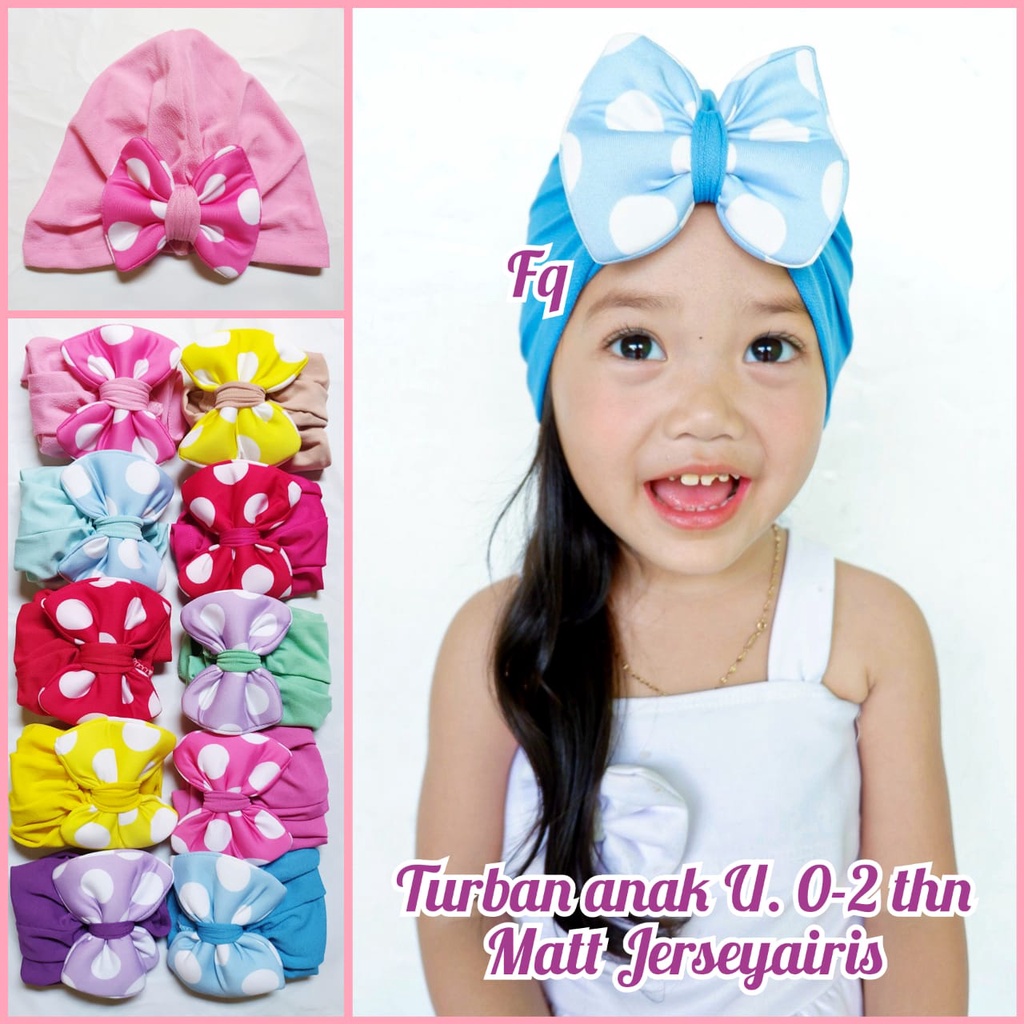 Turban Anak Pita Motif Polkadot Buterfly//Turban Bayi 0-1th