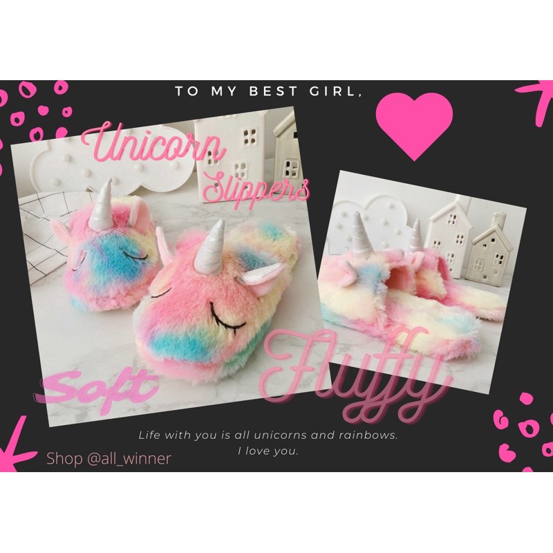 SANDAL UNICORN RUMAH TEBAL SOFT BULU LEMBUT CEWE PLUSH SANDAL UNICORN RUMAH TEBAL SOFT BULU LEMBUT CEWE PLUSH