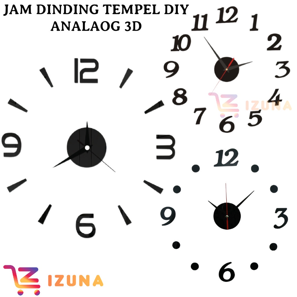 [IZUNA] Jam Dinding Tempel DIY Analog 3D Giant Modern Clock / Wall Clock / Jam Dinding Tembok Tempel 3D
