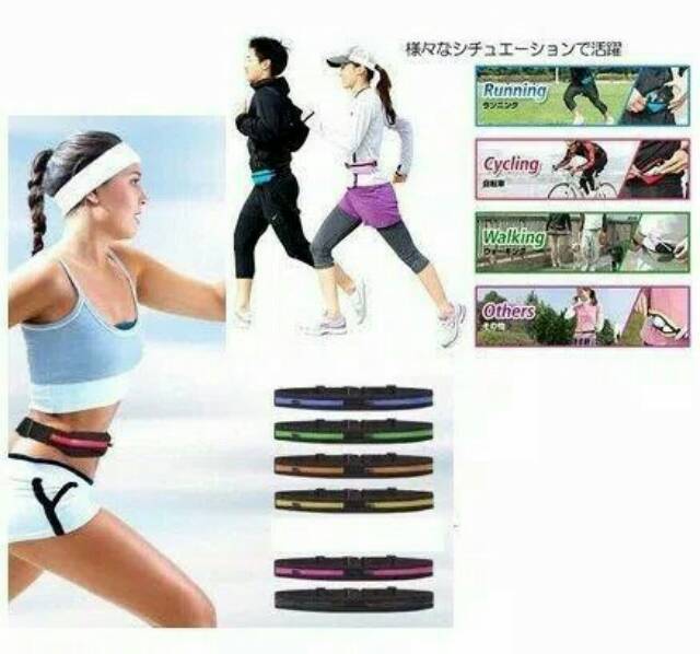 Tas Lari Doble Kantong - Double Pocket Smart Belt 2 kantung Running Sport Elastic Bag Gym Treadmill