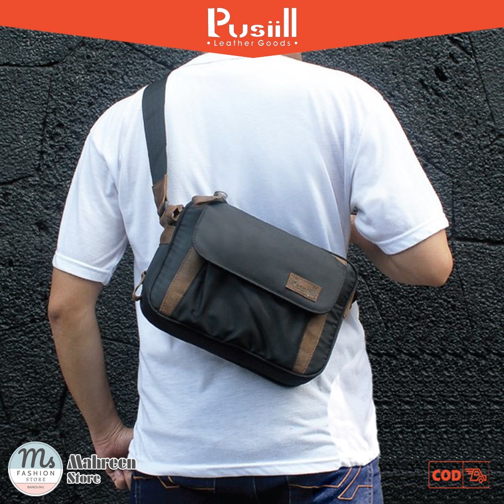 Tas Sling Bag Tas Selempang Pria Premium Komb. Kulit Original Pusiill | XM 039