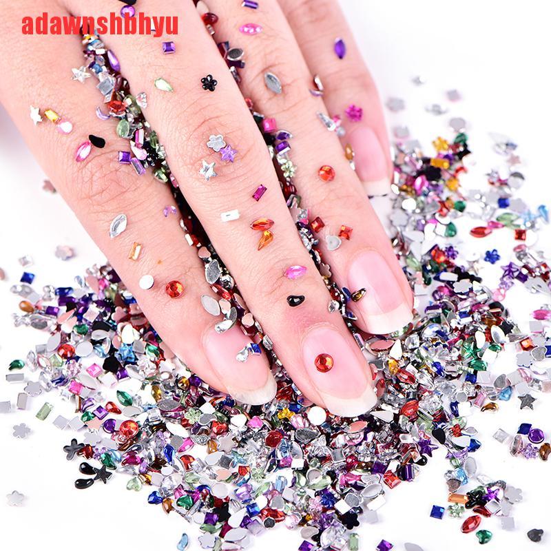 (Adawnshbhyu) 2000pcs Berlian Imitasi Akrilik 3d Untuk Dekorasi Nail Art Diy