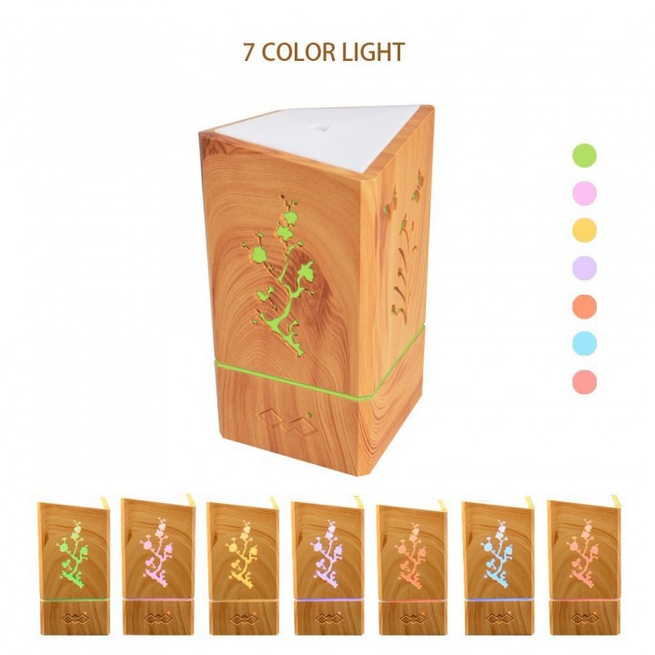 H22 Wooden Humidifier Aroma Diffuser 7 Color LED Light 300ml