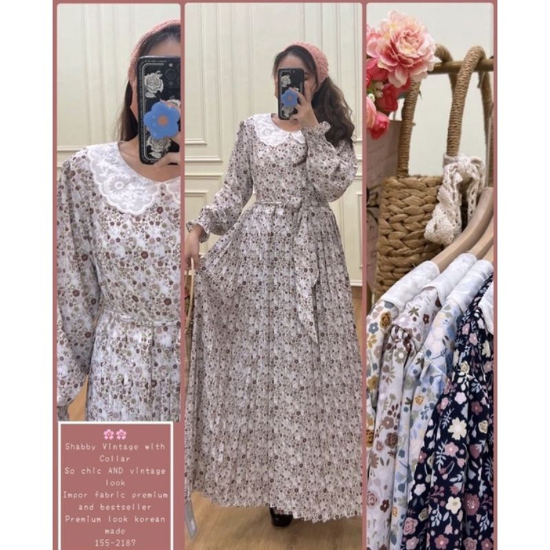 Gamis furano bunga full plisket keliling Yuna Ori