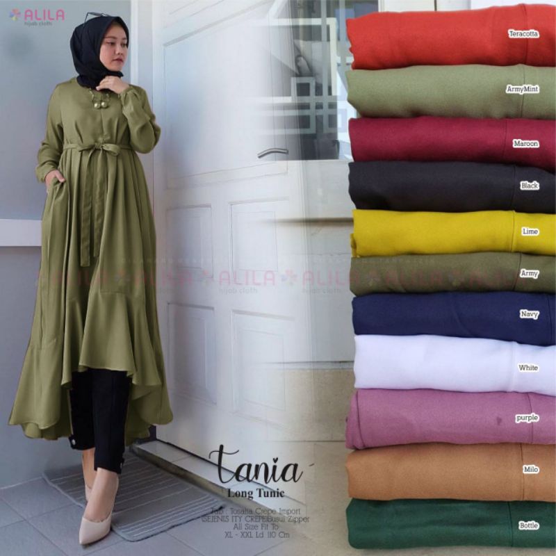 TUNIK/ATASAN WANITA/ATASAN MUSLIMAH/BAJU MUSLIMAH Tania long tunic