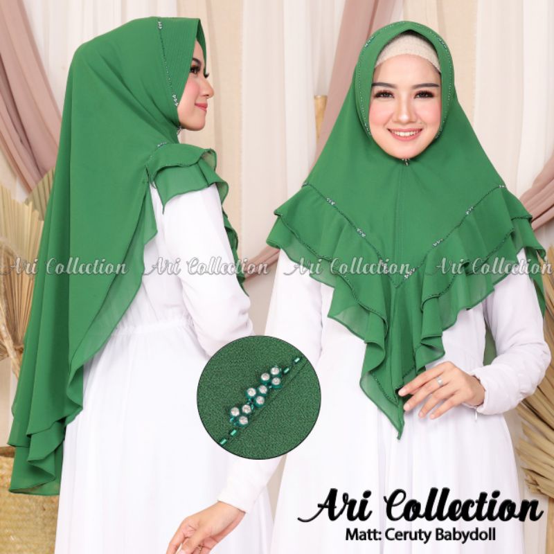 khimar ceruty 2 layer payet /jilbab payet/kerudung payet