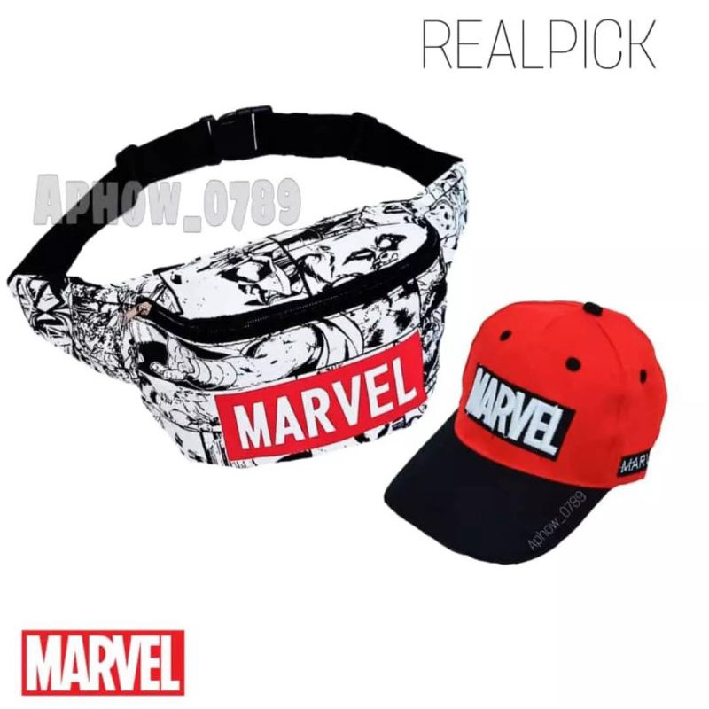 Paket 2in1 tas selempang Tas bahu Waistbag anak marvel / topi anak Marvel Umur 2-10thn