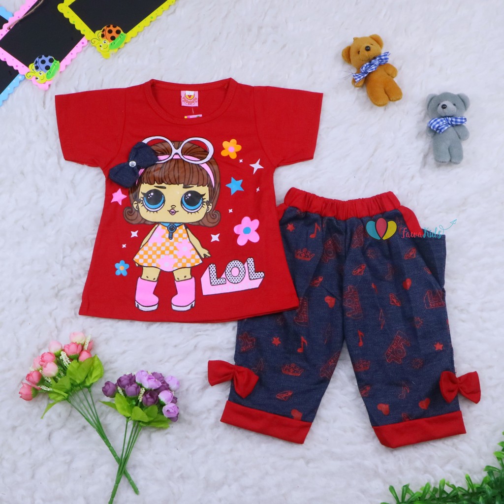 Setelan Lisa uk 1-6 Tahun / Baju Anak Perempuan Set Balita Cewek Kaos