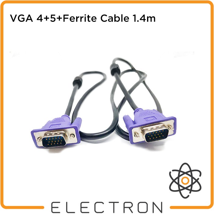 VGA 4+5+Ferrite Cable 1.4m Kabel Monitor Layar Proyektor Male Magnetic