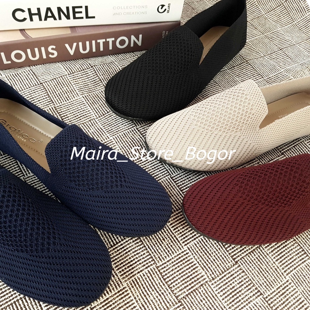 Sepatu wanita Flat Shoes Nylon Rajut Gratica DR 35