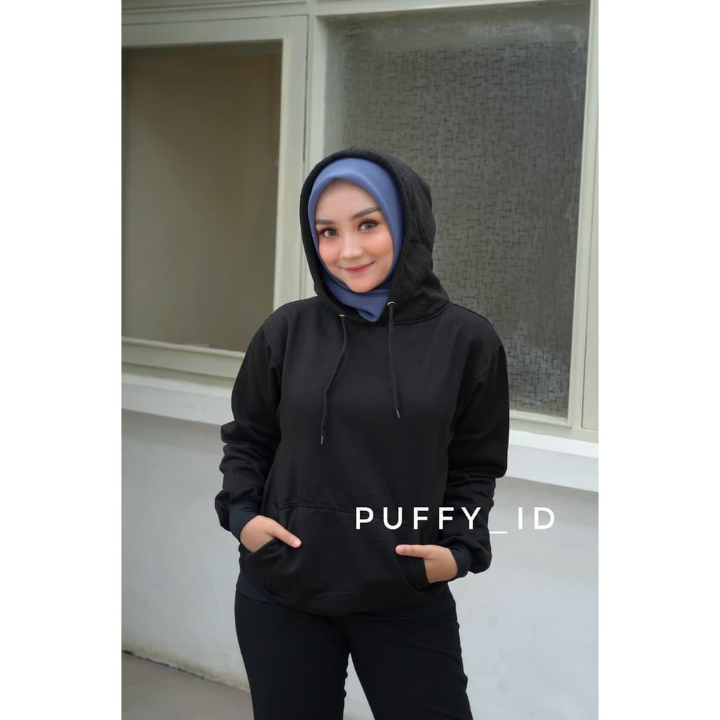 Sweater Hoodie Wanita Kiky Polos XL Ld 105-Hitam