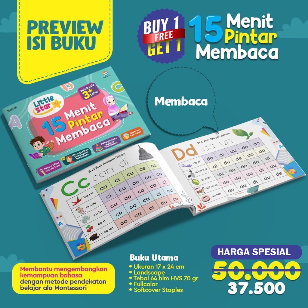 Hot Sale!!! Little Star 15 menit Pintar Membaca (2 Buku) Ziyad