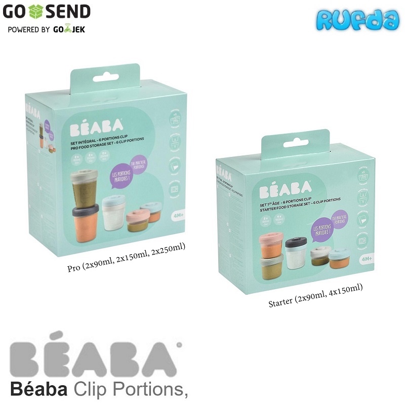 Beaba Clip Portions 6pcs Wadah Makanan Bayi di Kulkas