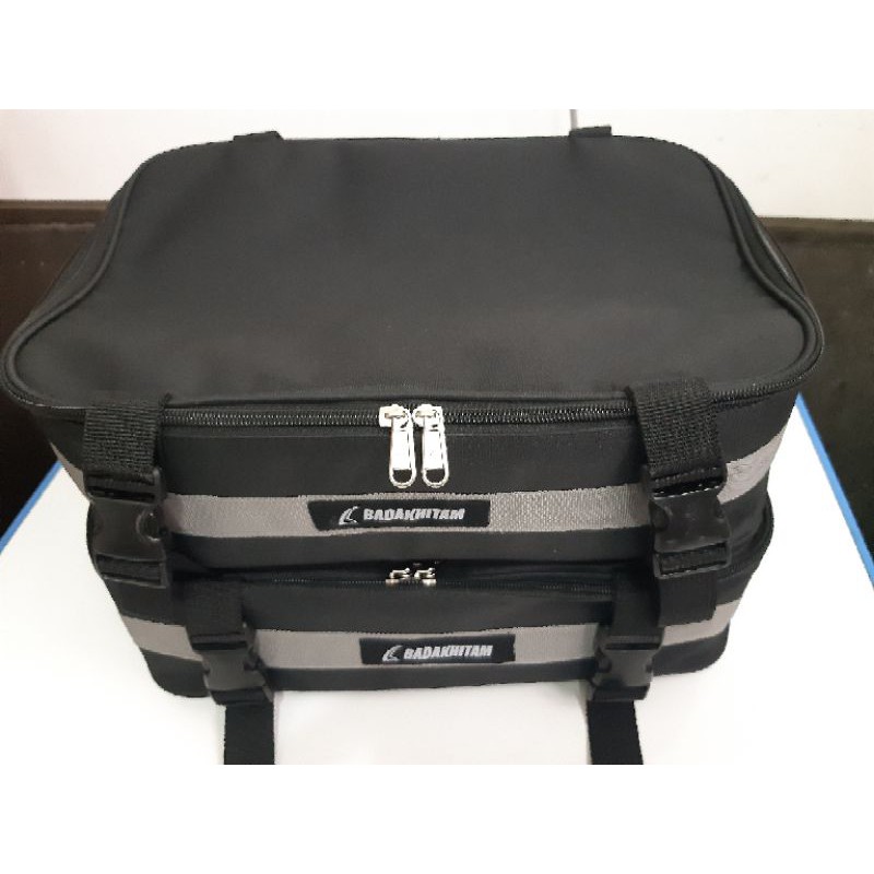Extension Bag extention Merk Badak Hitam side box pannier tas tambahan untuk side box motor