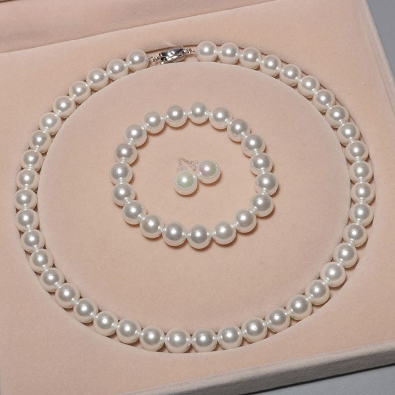 SIY  Freshwater Cultured Pearl Necklace Set Stunning Bracelet 925 Silver Stud Earrings Women Jewelry