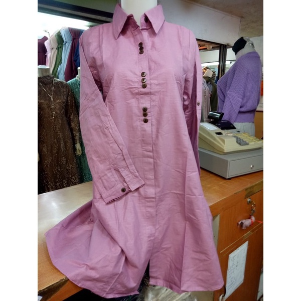 Tunik Muslim Jumbo Baju Jumbo Kemeja Tunik Polos Cantik Berkerah Jumbo Ukuran S, M, L, XL, XXL, XXXL