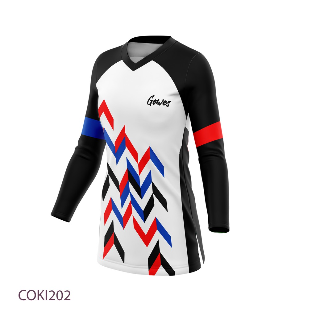 Baju Jersey Sepeda Gowes Baju Tunik Wanita Muslim Muslimah Lengan Panjang Full Printing BAD01