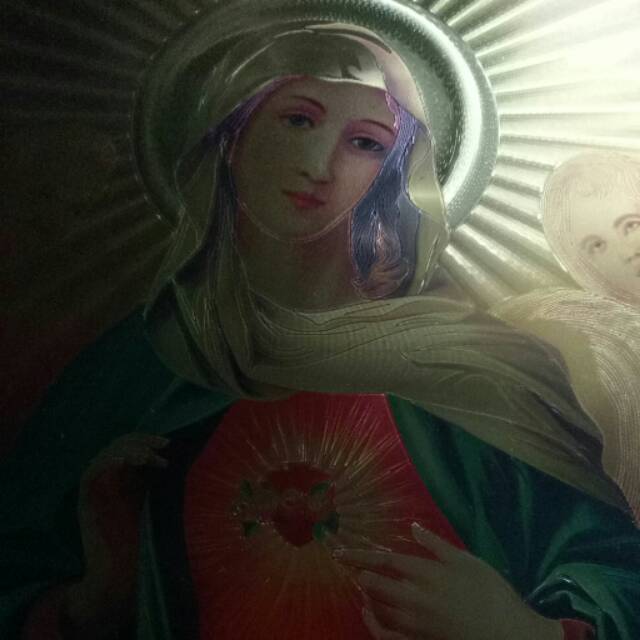Poster hiasan dinding gambar hati kudus Maria
