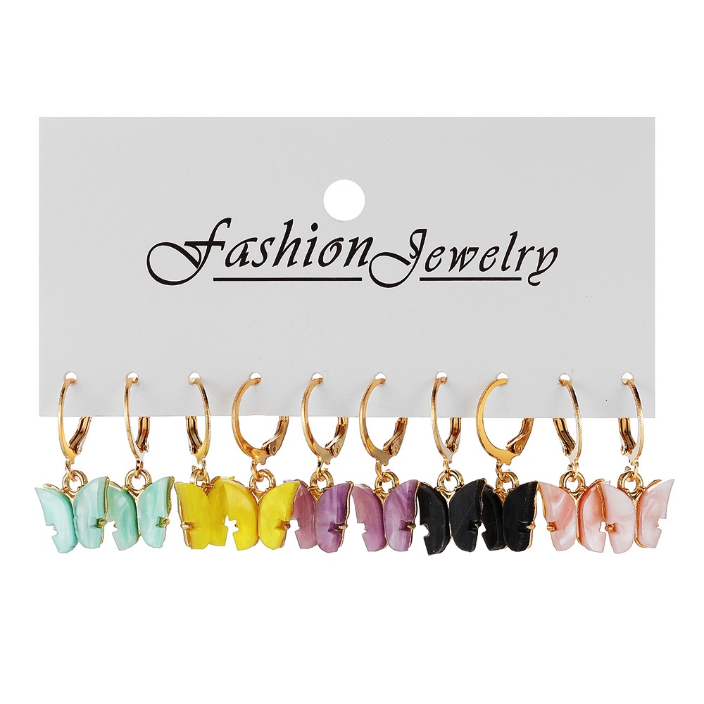 Anting Liontin Butterfly Warna-Warni Gaya Korea Untuk Wanita