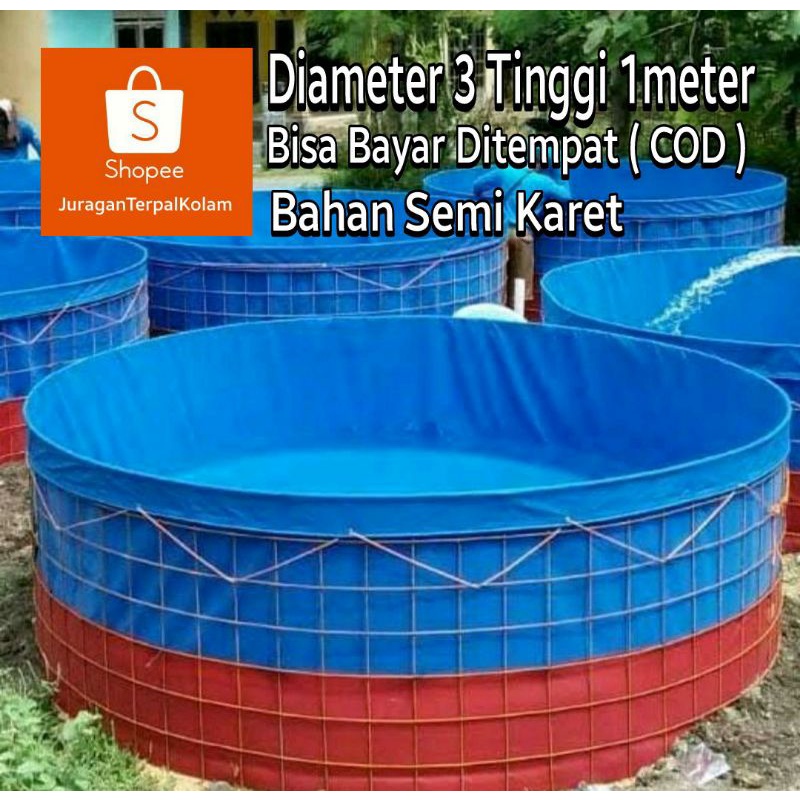 TERPAL KOLAM BUNDAR DIAMETER 3 TINGGI 100 BAHAN SEMIKARET