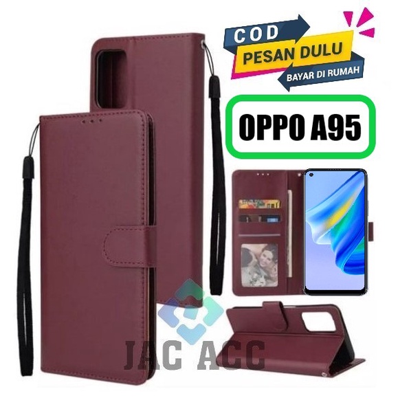 DOMPET HP UNTUK OPPO A95 2021 NEW LEATHER  FLIP CASE UNTUK OPPO A95 2021