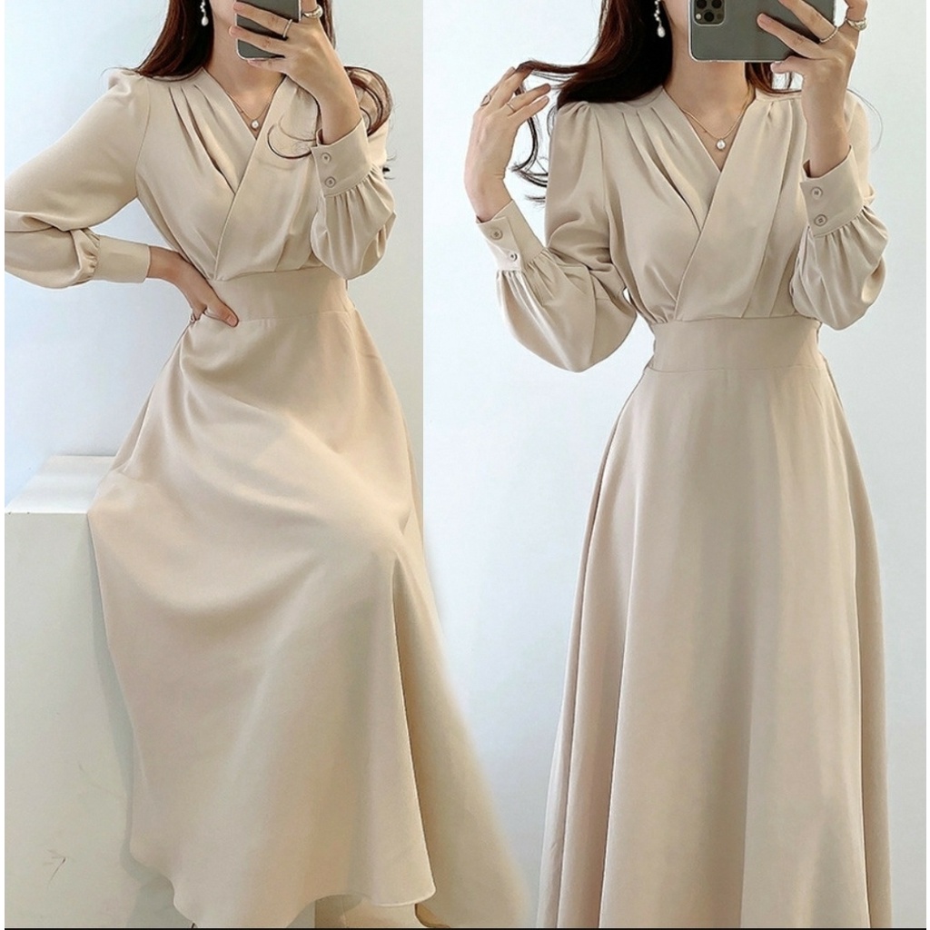FWG - LONGDRESS GLAMOLA / DRESS WANITA CASUAL DRESS / PAKAIAN WANITA / DRESS KOREA STYLE / DRESS